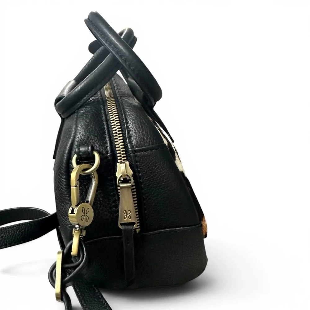 Hobo Sheila Small Satchel Cow Print Leather‎ Calf Hair NWT Crossbody & Dust Bag